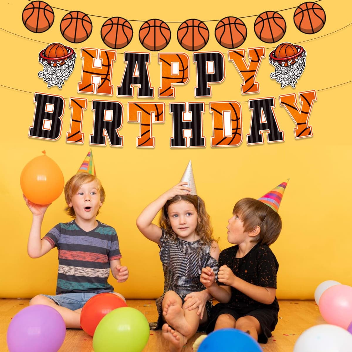Basketball Happy Birthday Banners Basketball Themed Party Decorations，Basketball Garland Birthday Party Sign for Kids Teenagers Boys Men thumbnail 4