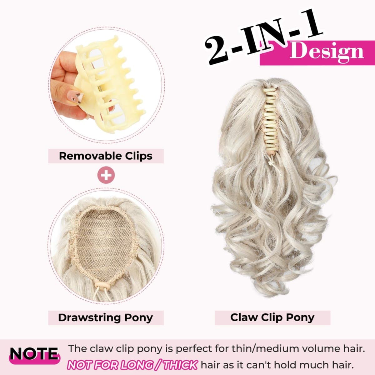 REECHO Ponytail Extensions Classic Curly Wavy Hair Claw Clip Ponytail Hairpieces for Women Dark Blonde Highlighted 12 Inch thumbnail 3