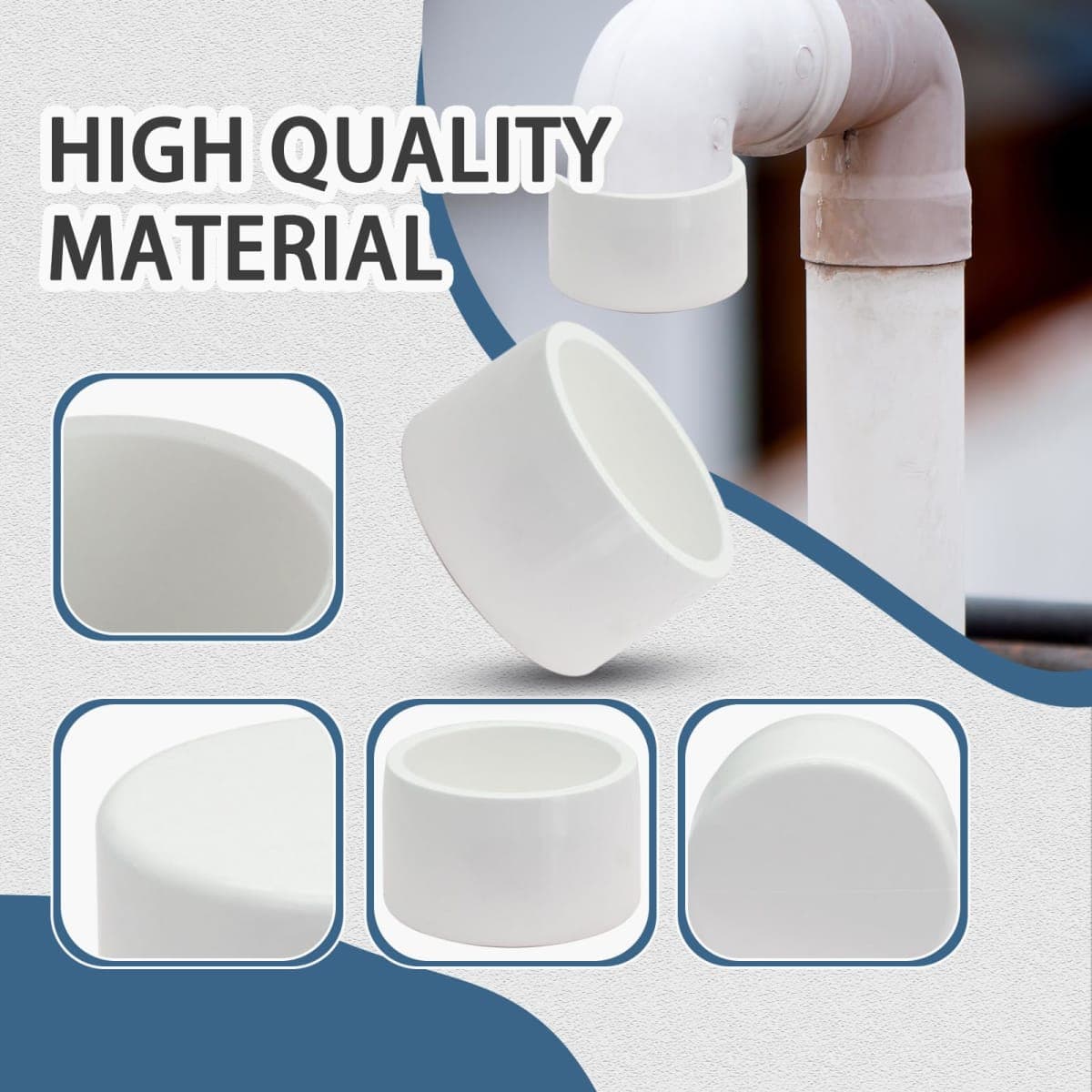 Qjaiune 2 Pack 3 Inch PVC Cap, SCH40 PVC Pipe End Cap Fitting Furniture Grade PVC Pipe End Cap Plug Adapter, White PVC Pipe Plug Socket Fittings for Build PVC Furniture DIY Garden Shelf thumbnail 2