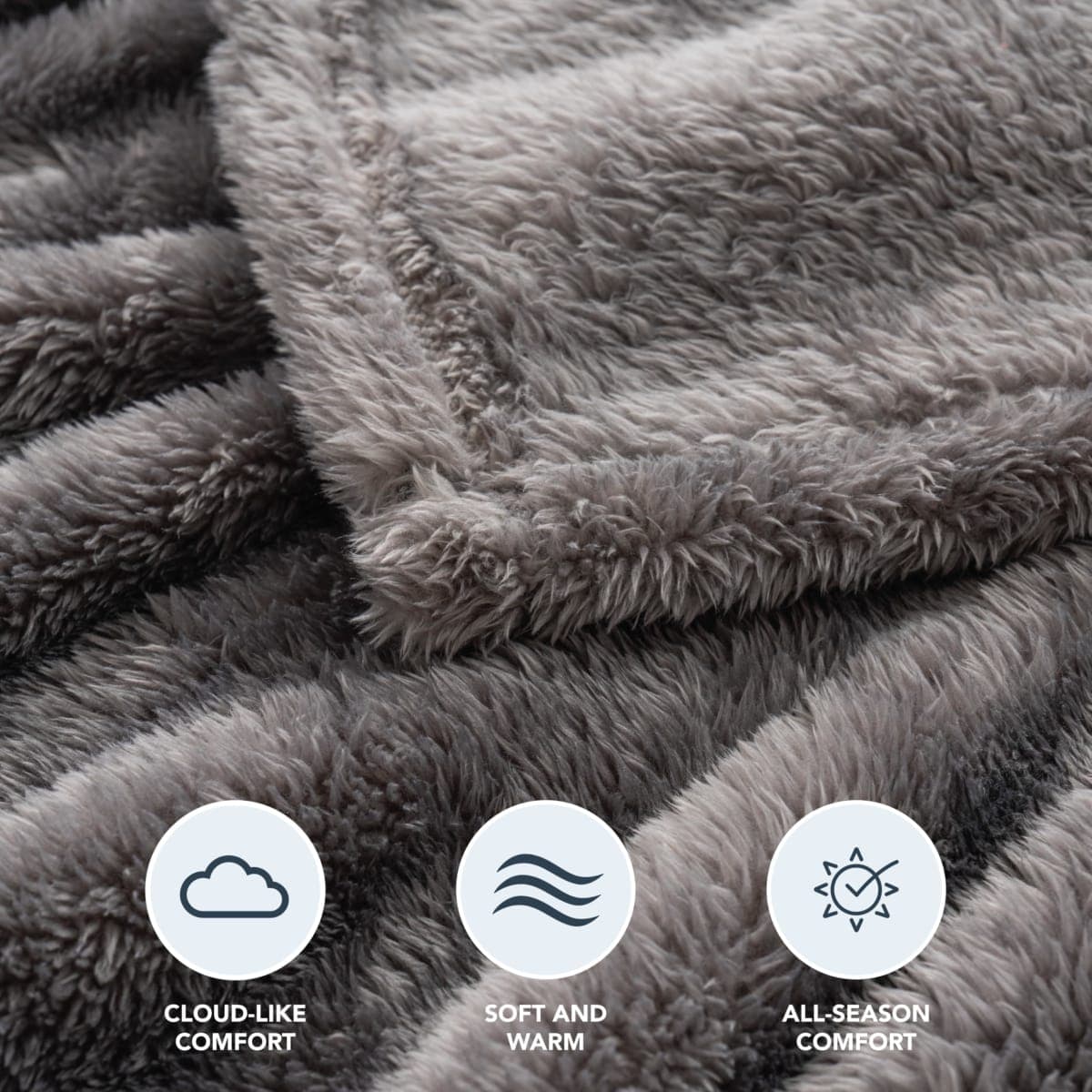 Berkshire Blanket Classic Extra-Fluffy™ Plush Throw Blanket,Soft Fuzzy Fluffy Long Hair Throw Blanket for Couch Sofa Bed,Shadow Grey,50x60 Inches thumbnail 5