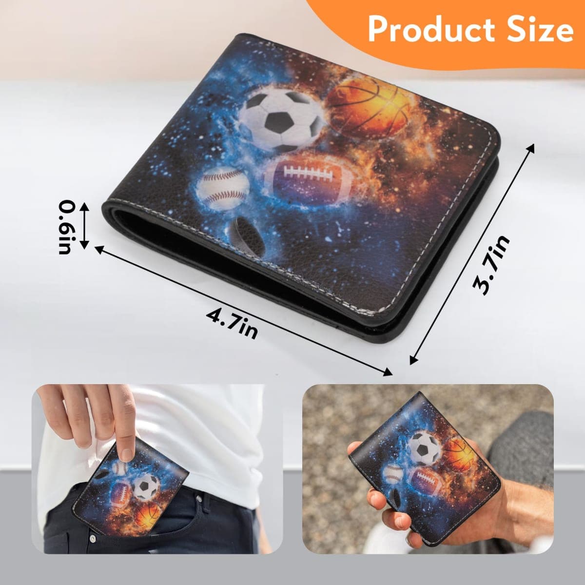bipkonu Boys Wallet, Balls-Night Sky, Lightweight thumbnail 5