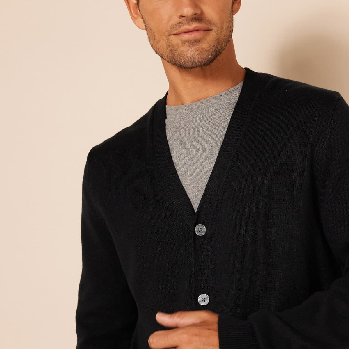 Amazon Essentials Men's Cotton Cardigan Sweater, Black, Large thumbnail 3