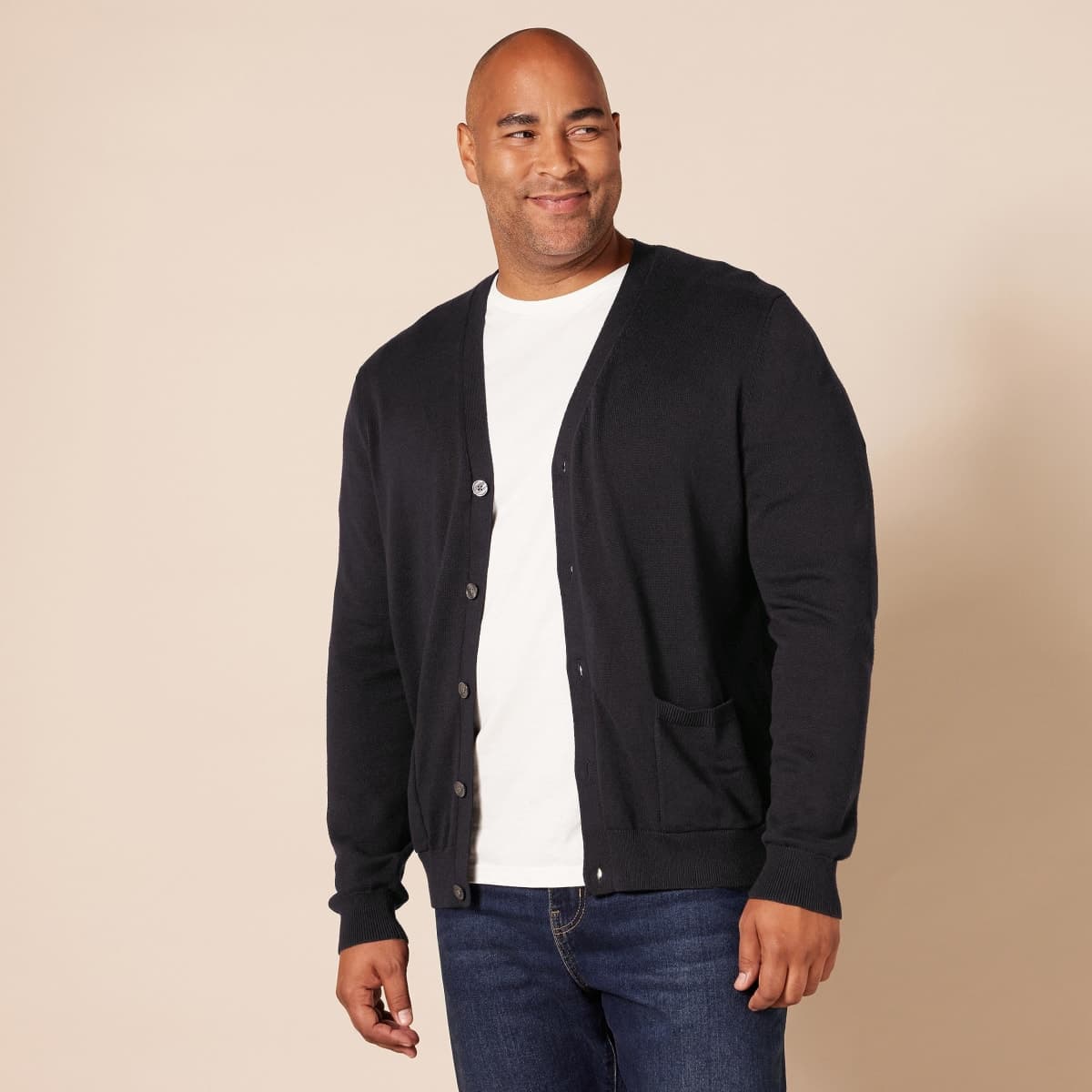 Amazon Essentials Men's Cotton Cardigan Sweater, Black, Large thumbnail 5