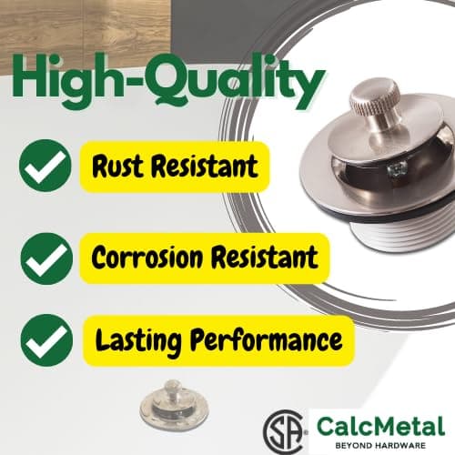 CalcMetal Lift and Turn Bathtub Drain Stopper with ABS Plastic Bushing, Fits in 1-1/2 Inch or 1-3/8 Inch Inner Bathtub Shoe, Easy to Install, Satin Nickel thumbnail 5