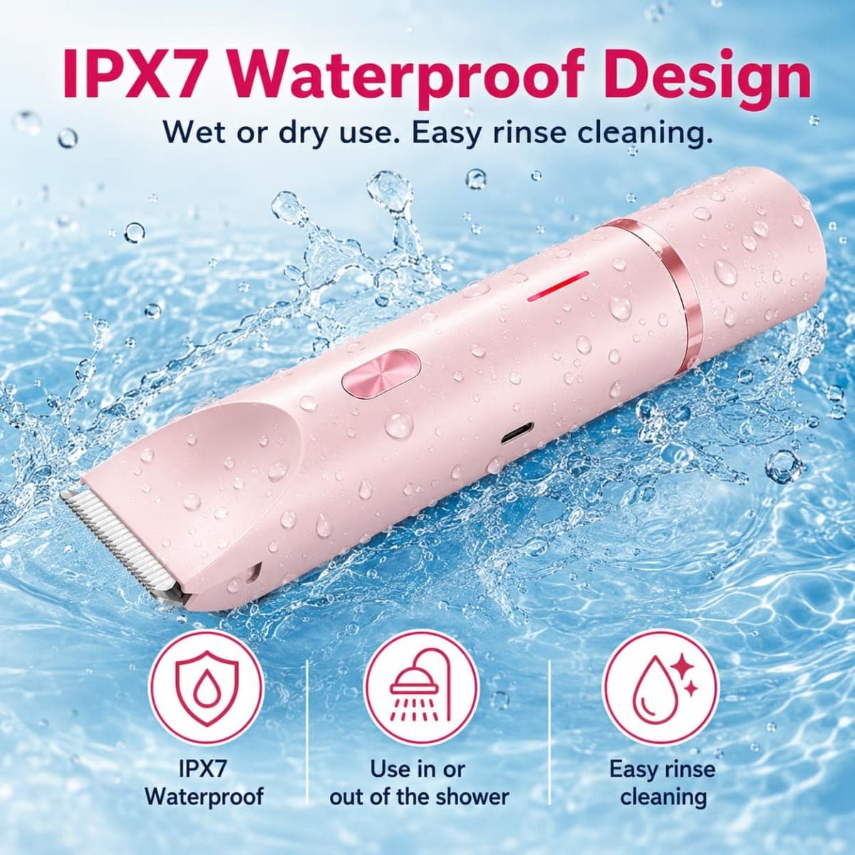RIYUETAN Bikini Trimmer for Women, 2-in-1 Electric Razor with Dual Heads, IPX7 Waterproof Wet/Dry Body Groomer for Bikini Line, Underarms, Legs & Face, Rechargeable Cordless Shaver thumbnail 5
