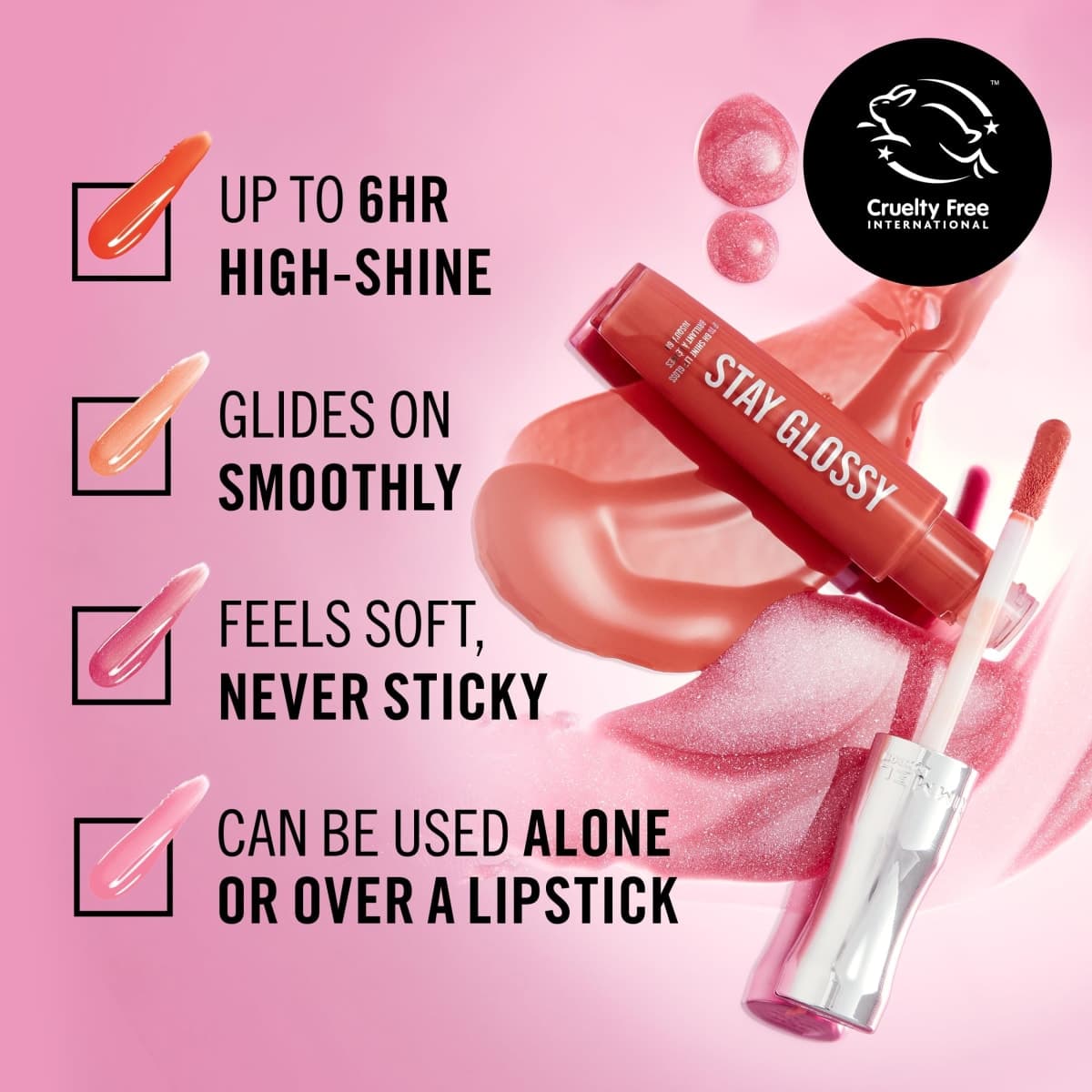 Rimmel London Stay Glossy, 470 Perfect Peony, Lip Gloss, Non-Sticky, Color and Shine, Up To 6-Hour Wear, Precise Applicator, 0.18oz thumbnail 5