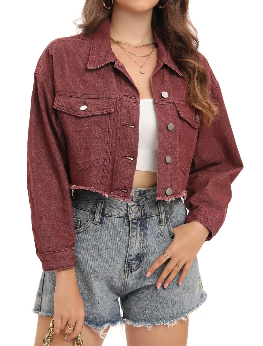 Justalwart Jean Jacket Women Starlit Pocketed Denim Jacket (M, Blue washed with Stars) — image 1