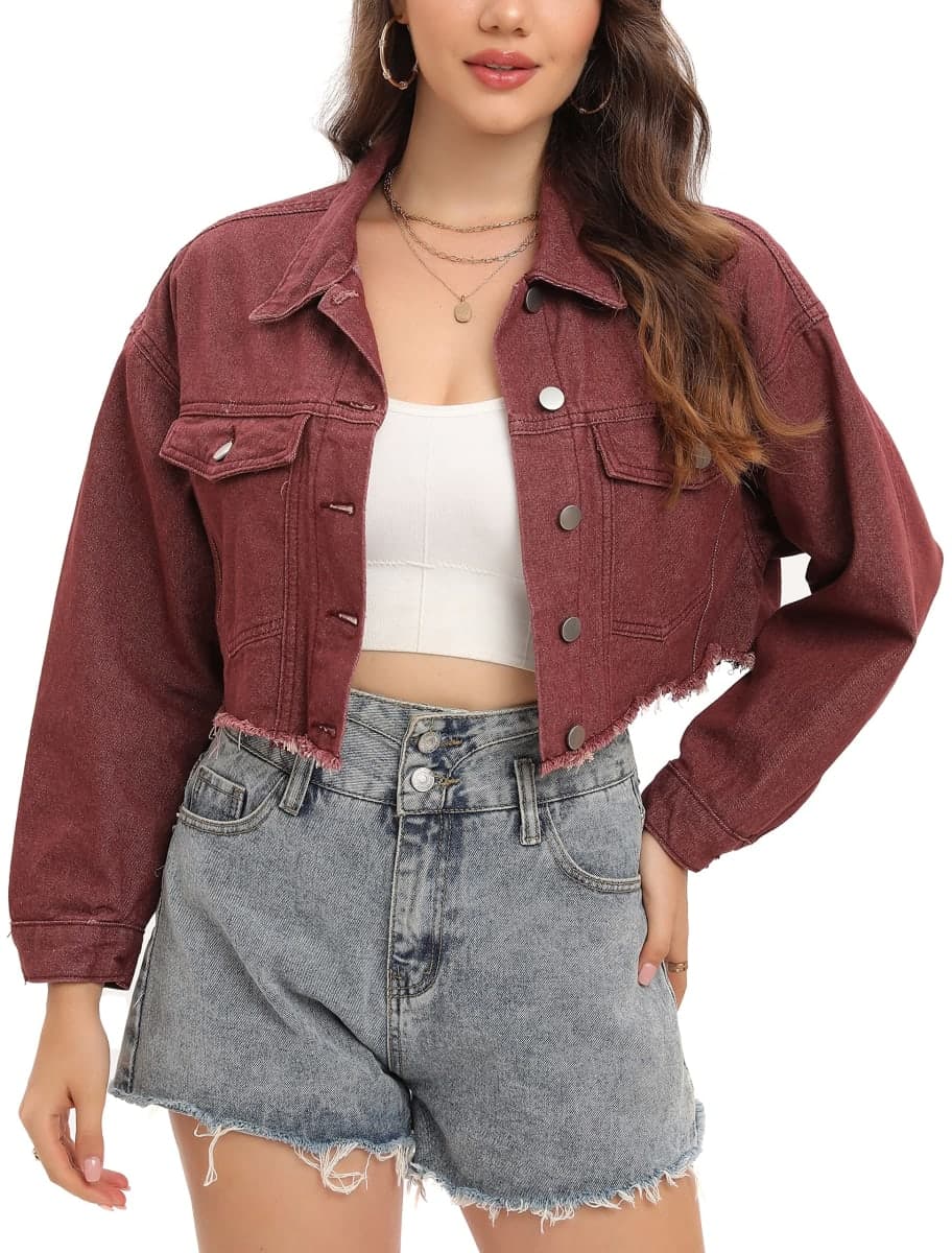 Justalwart Jean Jacket Women Starlit Pocketed Denim Jacket (M, Blue washed with Stars) thumbnail 3