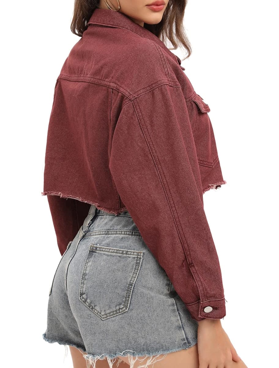 Justalwart Jean Jacket Women Starlit Pocketed Denim Jacket (M, Blue washed with Stars) thumbnail 4