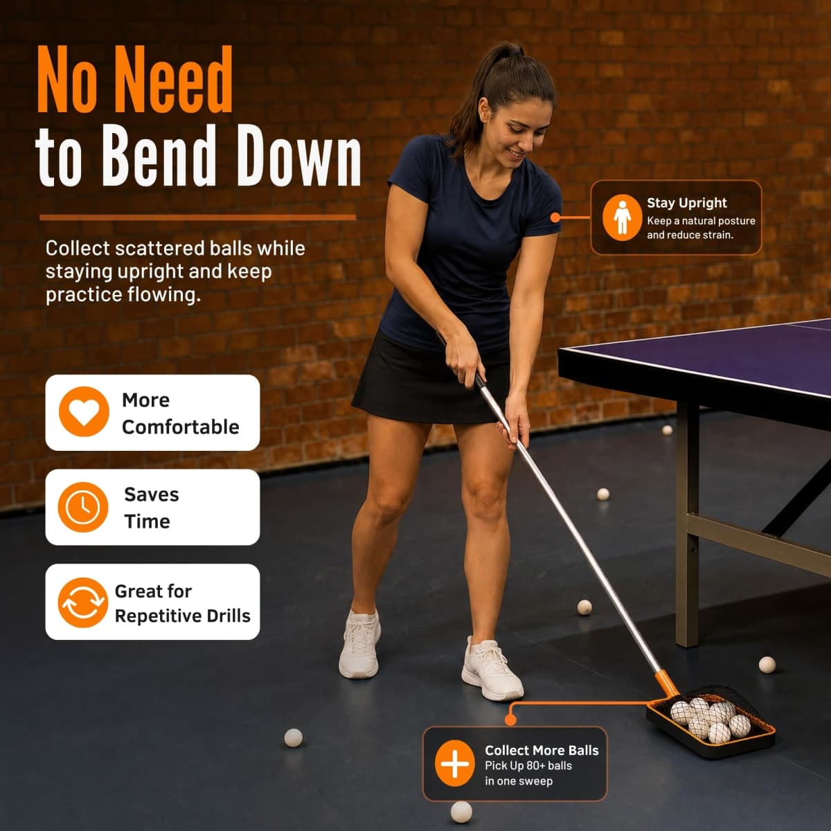 PICK 'N GO Ball Picker - Rapid and Efficient Ping Pong Retrieval Tool for Table Tennis and Ping Pong - Safe and Easy to Use Table Tennis Accessory for Players and Coaches - Black thumbnail 2