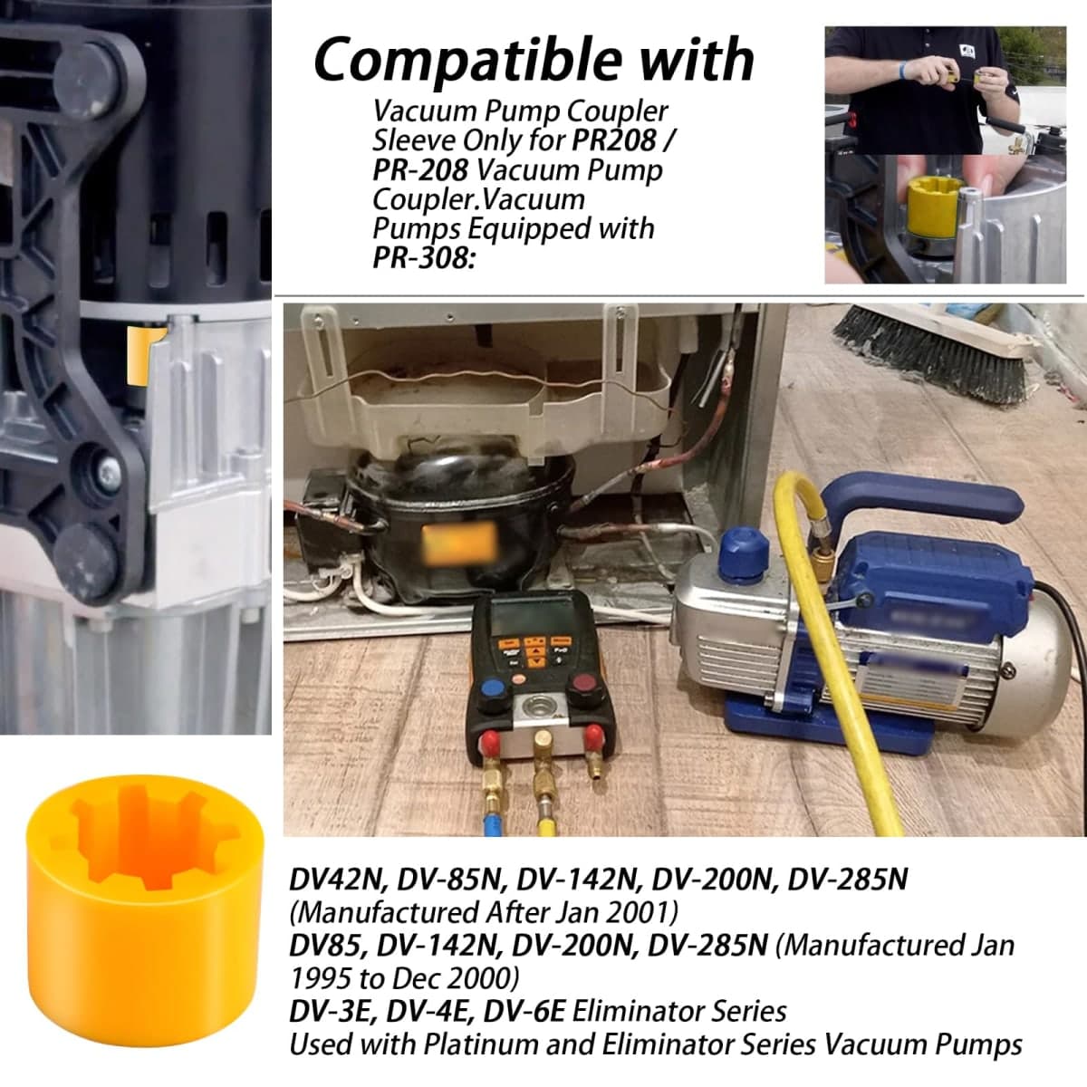 XTPTFABS PR308 / PR-308 Vacuum Pump Coupler Sleeve Pump Sleeve Compatible with PR208 / PR-208 Flexible Coupler(Replace#684520331976) thumbnail 2