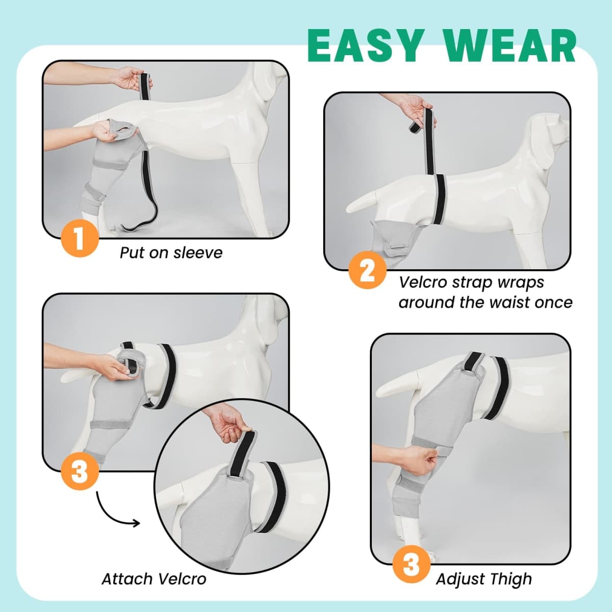 Dog Rear Leg Sleeve to Prevent Licking - Comfortable Recovery Sleeve for Back Hind Leg, Wound Recovery After Surgery for Torn ACL/CCL TPLO, Cone Alternative,Upgraded Threaded Opening (Light Grey) thumbnail 4