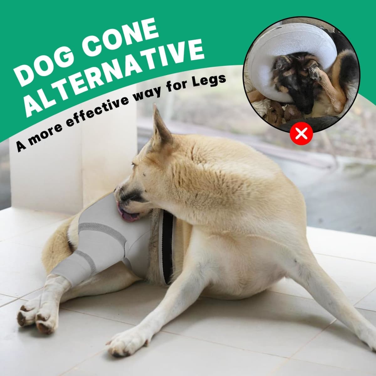 Dog Rear Leg Sleeve to Prevent Licking - Comfortable Recovery Sleeve for Back Hind Leg, Wound Recovery After Surgery for Torn ACL/CCL TPLO, Cone Alternative,Upgraded Threaded Opening (Light Grey) thumbnail 5