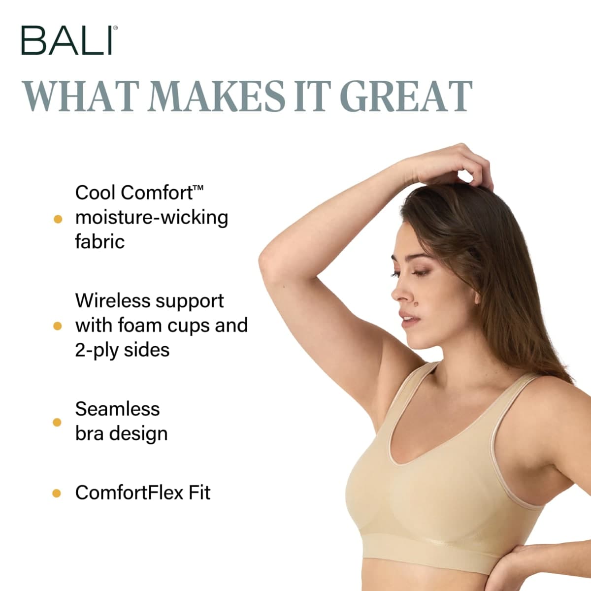 Bali Women's Comfort Revolution Shaping Wirefree Bra, Nude, Medium thumbnail 2