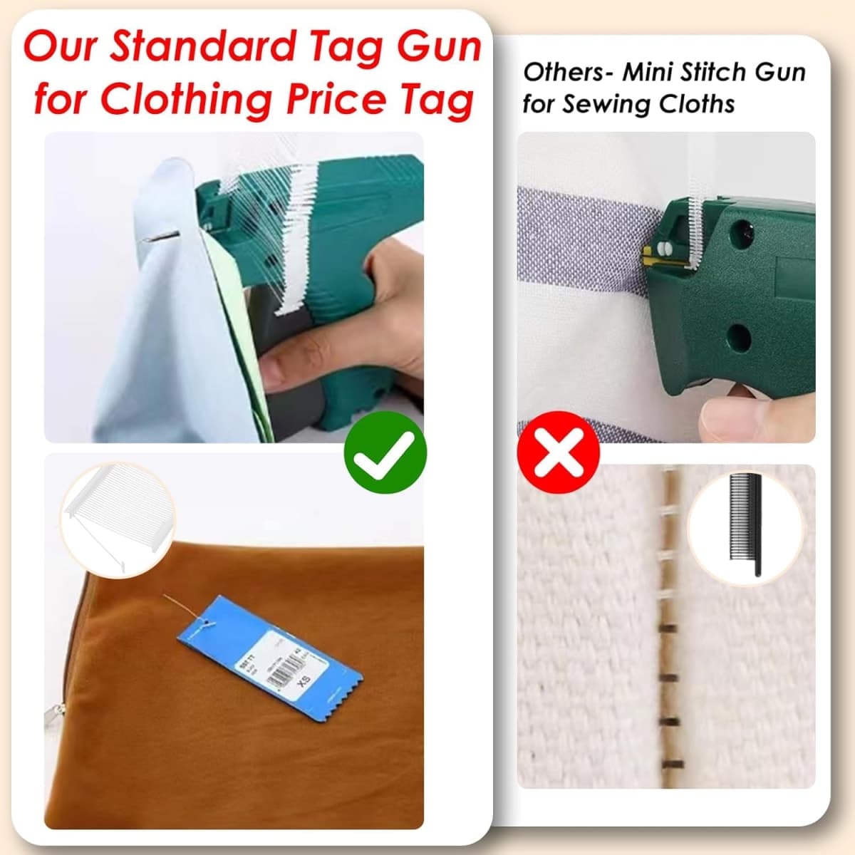 Tagging Gun for Clothing, Standard Retail Price Tag Attacher Gun Kit for Clothes Labeler with 6 Needles & 1000pcs 2" Barbs Fasteners & Organizer Bag for Store Warehouse Consignment Garage Yard Sale thumbnail 3