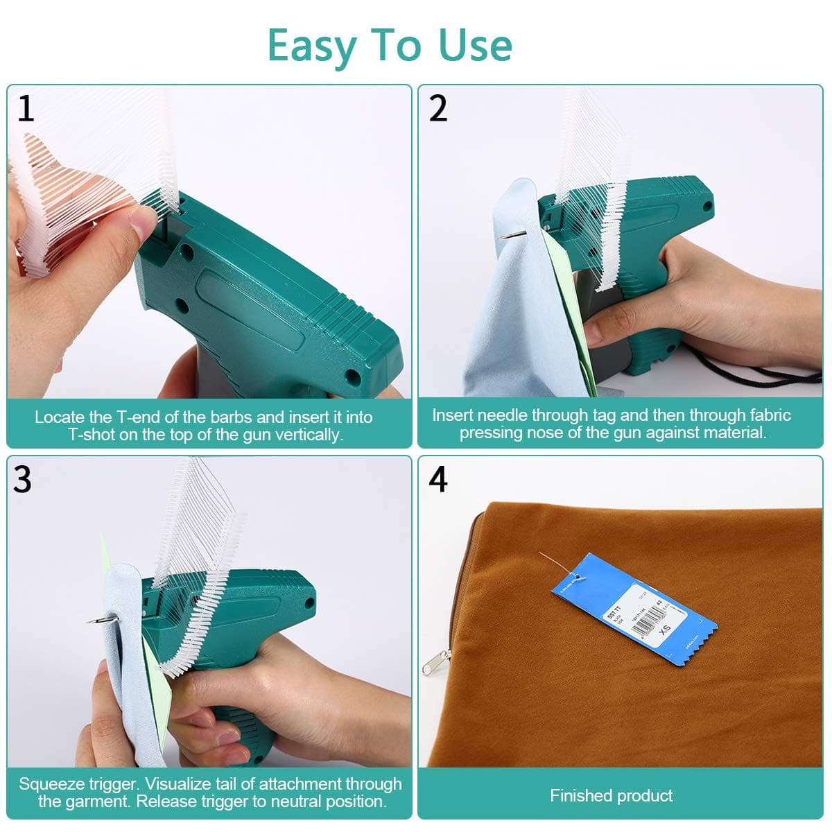 Tagging Gun for Clothing, Standard Retail Price Tag Attacher Gun Kit for Clothes Labeler with 6 Needles & 1000pcs 2" Barbs Fasteners & Organizer Bag for Store Warehouse Consignment Garage Yard Sale thumbnail 5