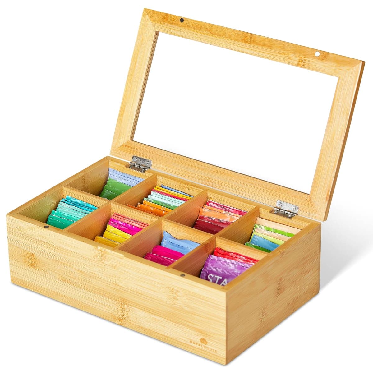 Big Natural Bamboo Tea Box Storage Organizer — image 1