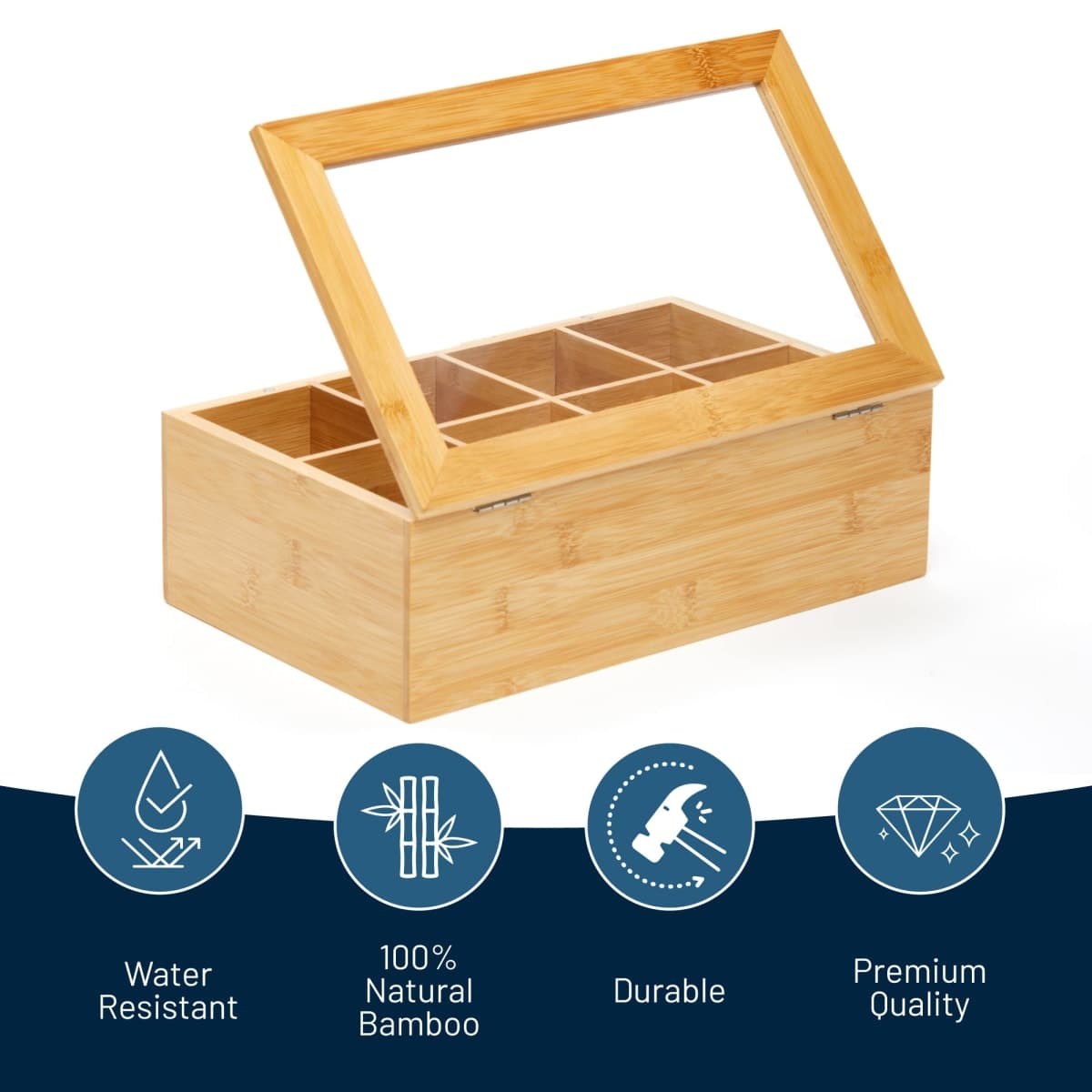 Big Natural Bamboo Tea Box Storage Organizer thumbnail 2