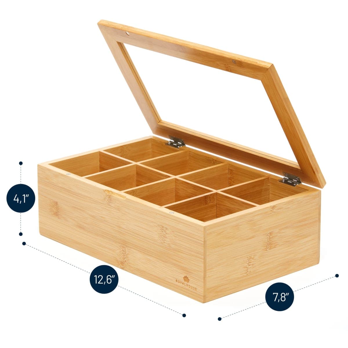 Big Natural Bamboo Tea Box Storage Organizer thumbnail 3