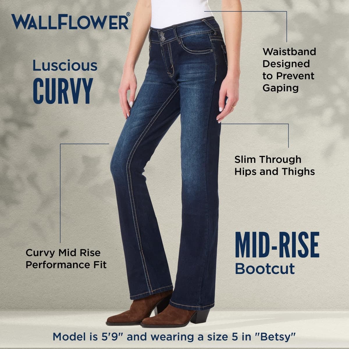 WallFlower Luscious Curvy Bootcut Jeans for Women Mid-Rise Insta Stretch Denim in Petite, Midsize, Plus Size, Juniors Jeans, Betsy Pure, 13 Long thumbnail 4