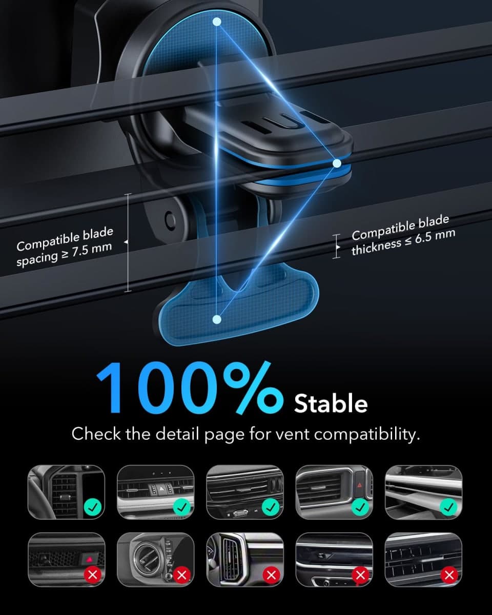 ESR 15W for MagSafe Car Mount Charger, Air Vent Dashboard Wireless Magnetic Phone Holder Chargerfor iPhone 17e Air 17 Pro Max 16 15 14 Plus 13 12 Mini, Galaxy S25/S26 Series for MagSafe Accessories thumbnail 5