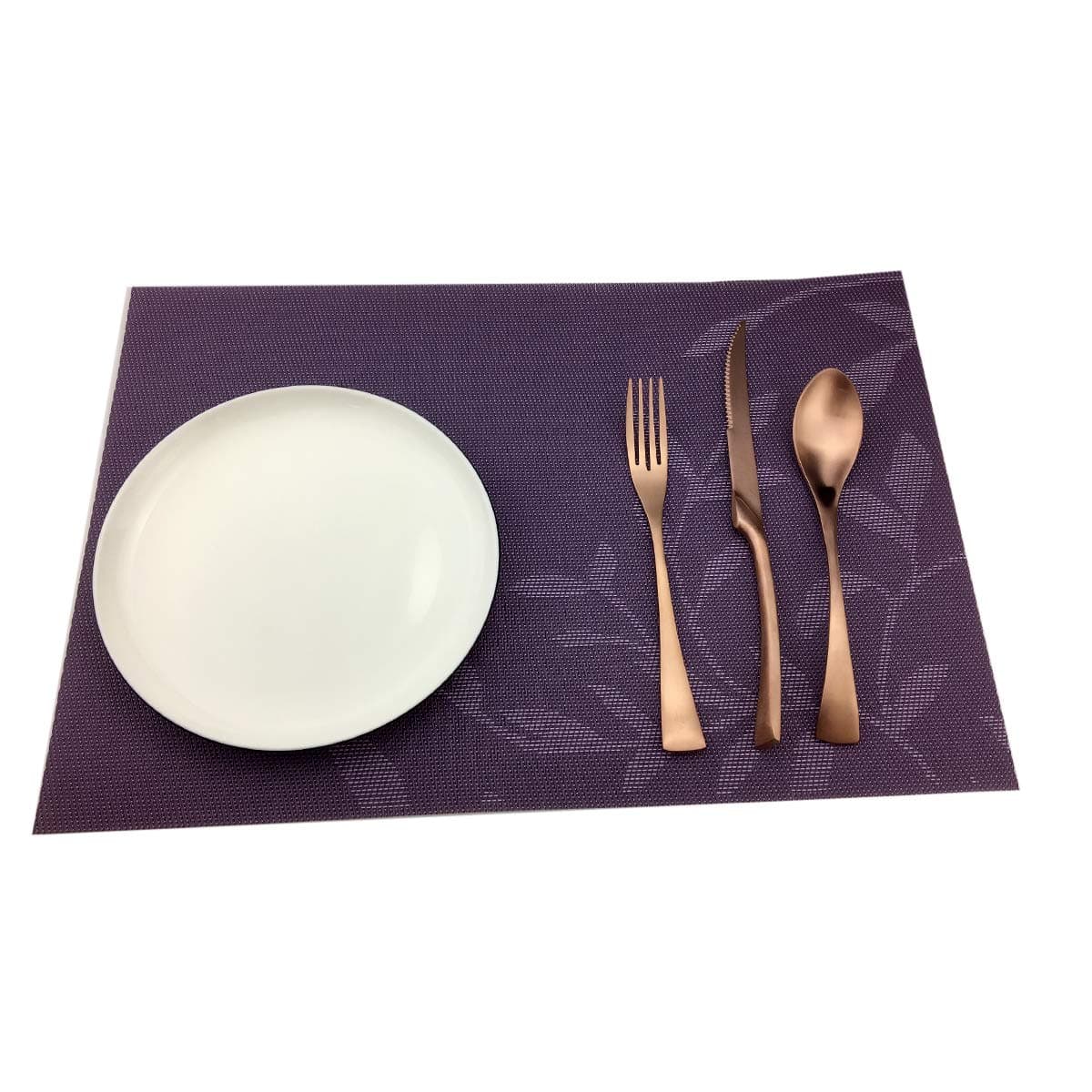 Gugrida Place Mats PVC Set of 6, Table Placemats Set of 6 PVC Washable Woven Vinyl Place Mats Heat Insulation Top Meal Mat Table Mats Natural Color (6 pcs, Purple Leaves) thumbnail 4