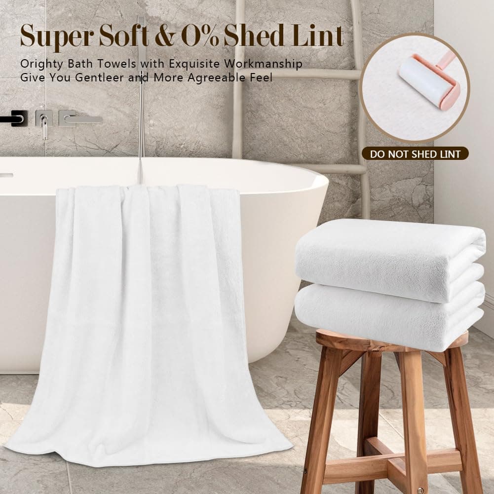 ORIGHTY Bath Towels Set Pack of 2(27’’ x 54’’) - Soft Feel Microfiber White Bath Towels for Bathroom, Highly Absorbent Bath Sheet, Quick Drying Shower Towels, Fluffy Towel for Gym, Beach, SPA thumbnail 2