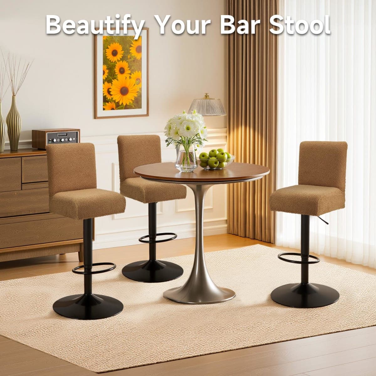 WENZMOC Teddy Wool Bar Stool Covers Soft & Elasticity Barstool Covers with Backs Teddy Barstool Cover Slipcovers Washable Pub Chair Cover for Banquet Hotel Wedding (Brown 2 PCS) thumbnail 3