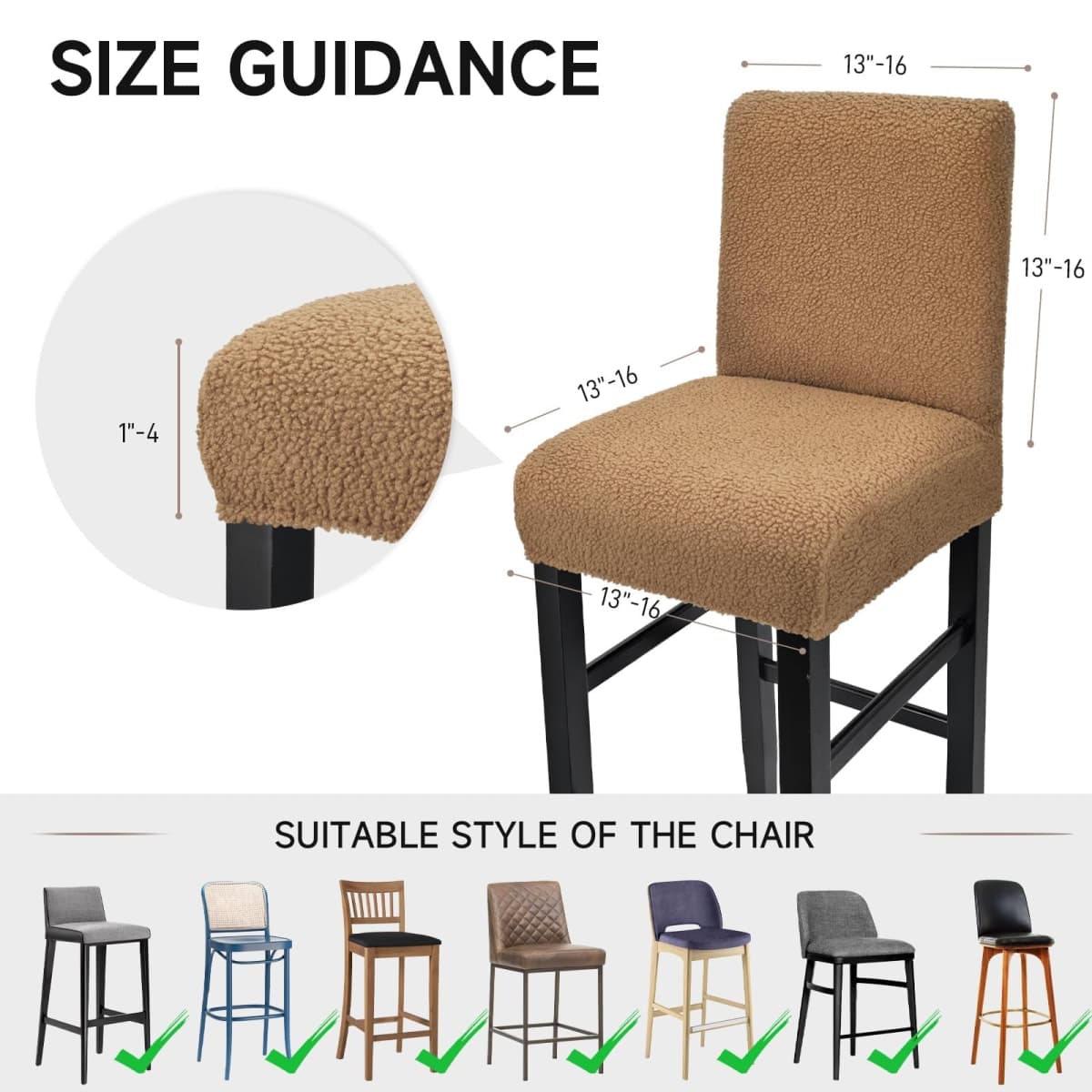 WENZMOC Teddy Wool Bar Stool Covers Soft & Elasticity Barstool Covers with Backs Teddy Barstool Cover Slipcovers Washable Pub Chair Cover for Banquet Hotel Wedding (Brown 2 PCS) thumbnail 4