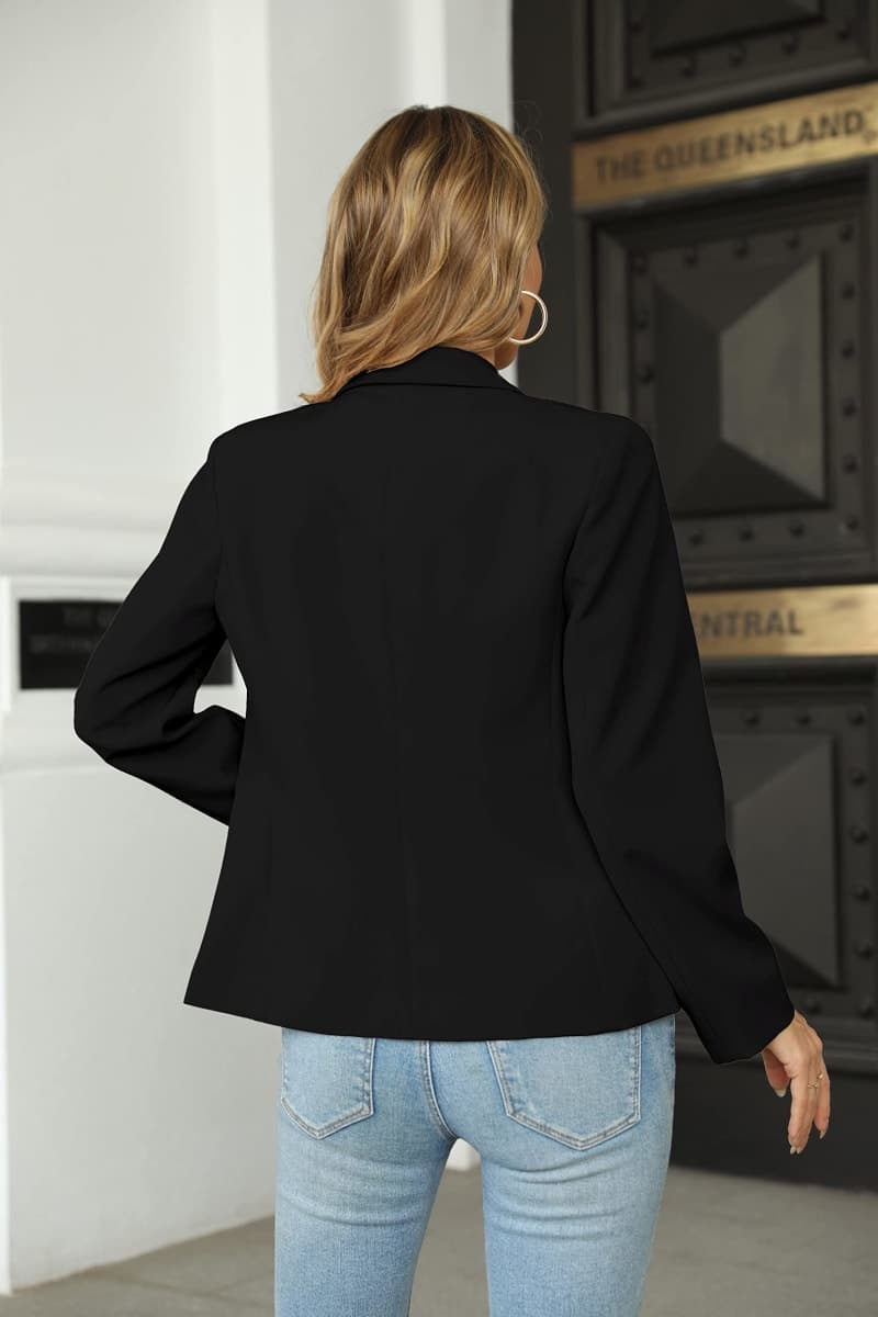 Womens Casual Blazers Long Sleeve Lapel Button Slim Work Office Blazer Jacket, Black, XX-Large thumbnail 4
