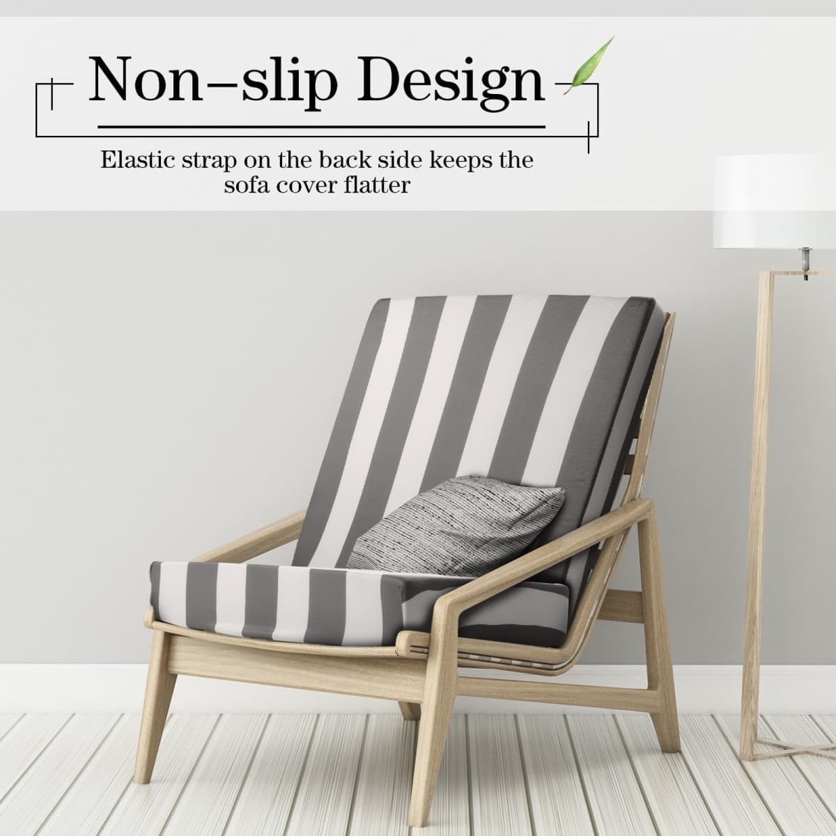Newwiee 8pcs Patio Stretch Cushion Covers Stripe Outdoor Cushion Covers Replacement Patio Furniture Couch Slipcover Sofa Chair Seat, Thin Fabric Breathable Soft Flexibility Protector(Gray) thumbnail 4