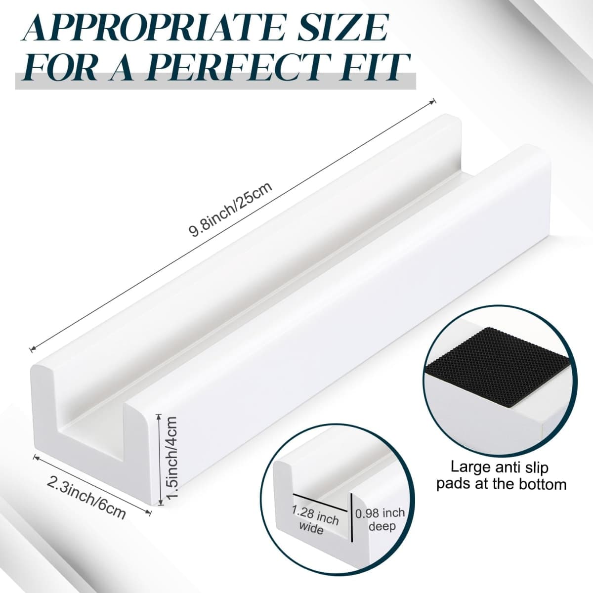 Colingmill Wooden Floor Mirror Stand Anti Slip Base for Full Length Mirrors 9.8 X 2.3 X 1.5 inches Stable Support Holder Bracket with Enlarged Non Slip Pads for Bedroom Living Room Bathroom(White) thumbnail 2