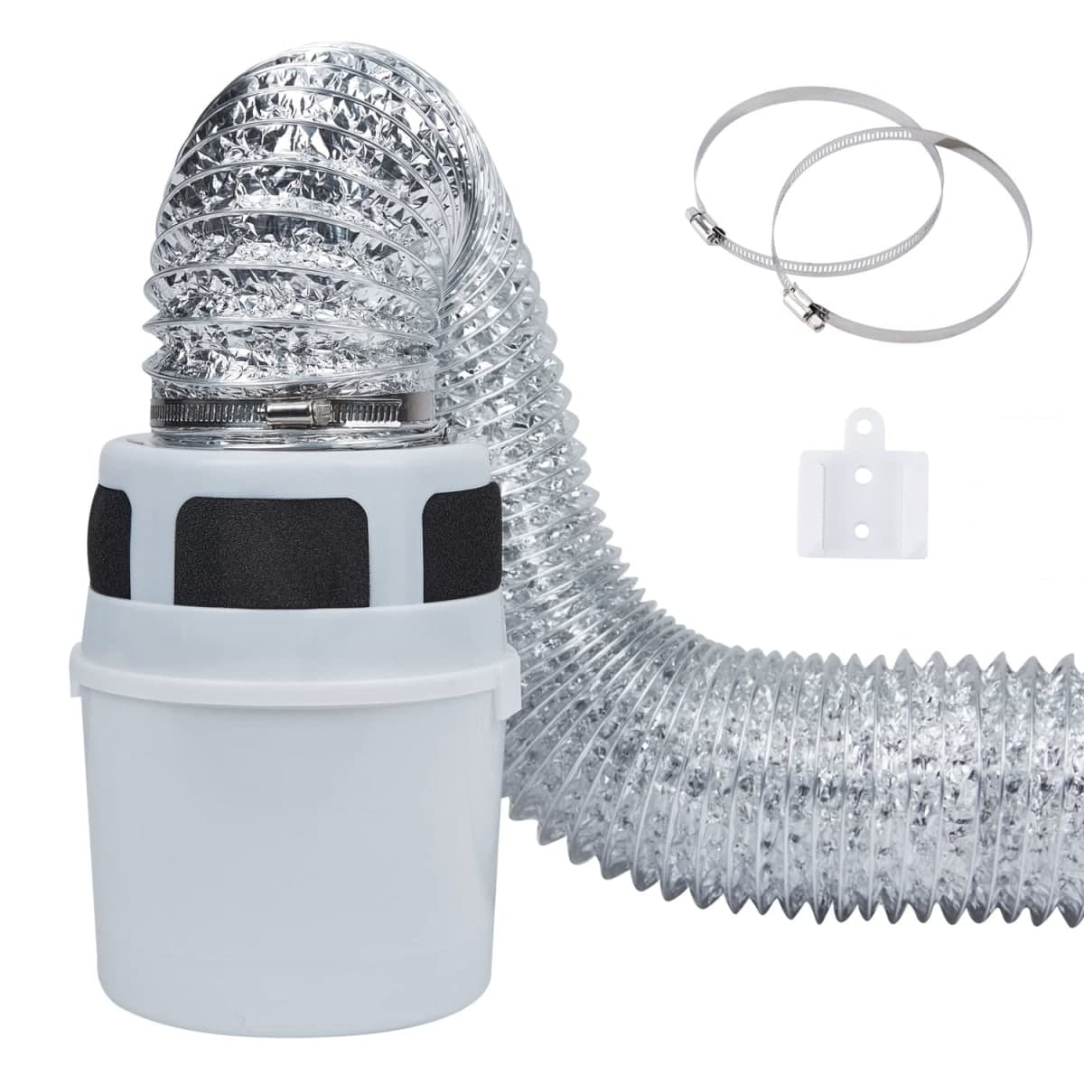 VIWINVELA 3 IN 1 Indoor Dryer Vent Kit Filter Bucket for Electric Dryer with 4-Inch by 5-Feet Proflex Duct (Silver) — image 1