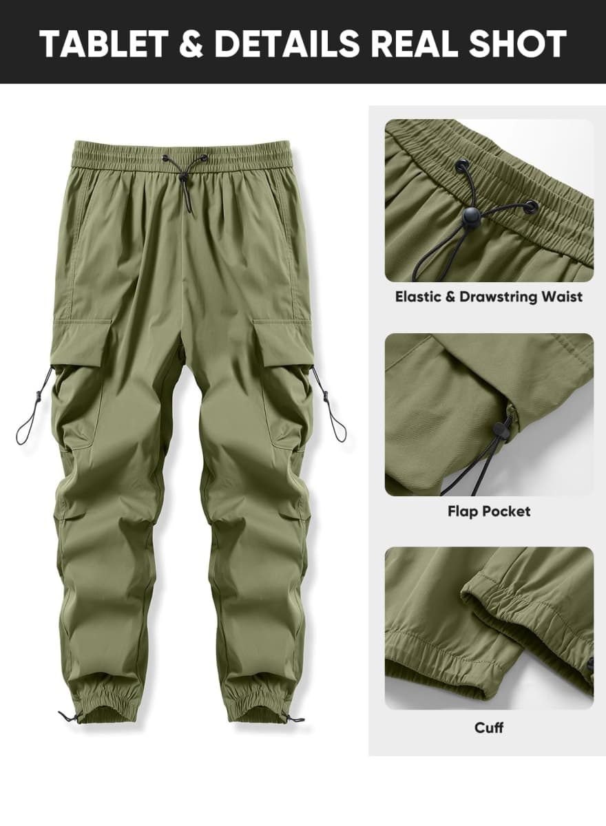 JMIERR Men's Baggy Cargo Pants Trendy Casual Parachute Pant Loose Fit Harem Joggers with Pockets for Streetwear, A1 Black, Medium thumbnail 4
