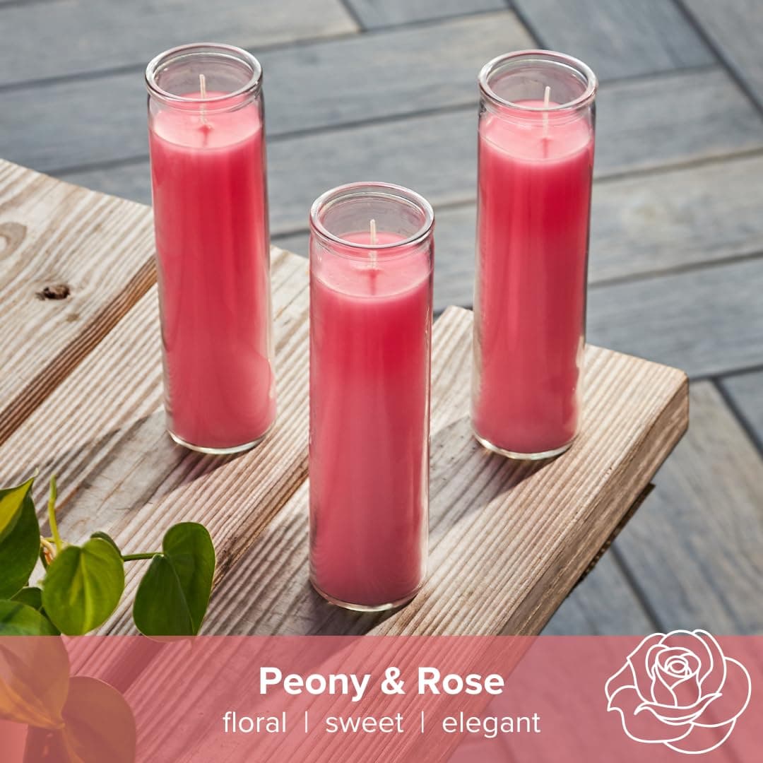 Simply Soson 2x8 inch Pink Devotional Scented Candles in Glass Jar - Peony & Rose - 1 Piece - 90 Hours – Prayer Candle - Tall Pillar Candles for Religious, Memorials, Party Decor thumbnail 4