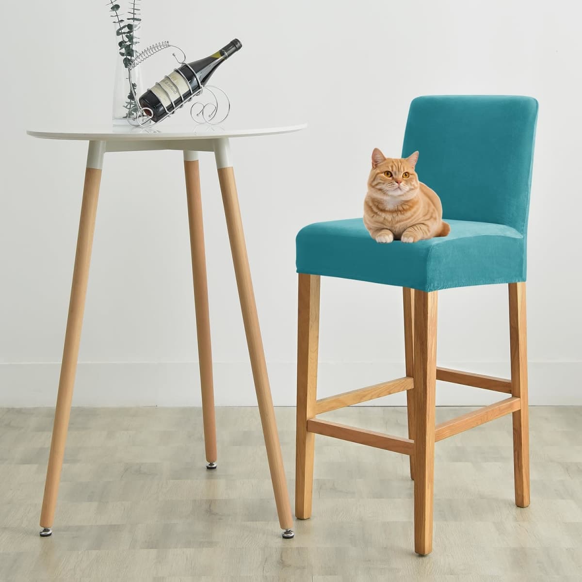 Curuyan Velvet Chair Covers for Pub Chairs,Counter Stool Slipcovers, Stretch Bar Stool Chair Covers Pack of 2 (Turqouise) thumbnail 2