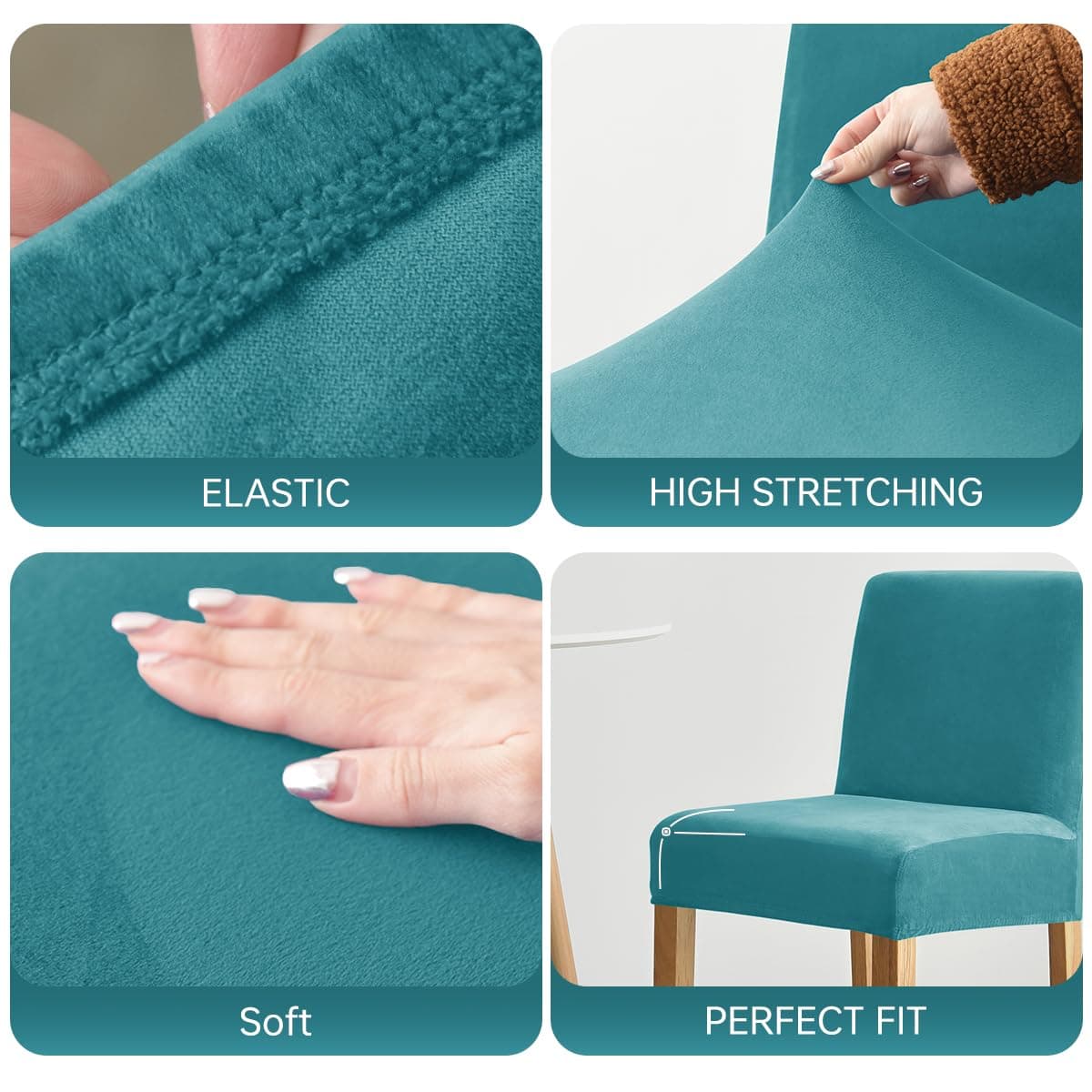 Curuyan Velvet Chair Covers for Pub Chairs,Counter Stool Slipcovers, Stretch Bar Stool Chair Covers Pack of 2 (Turqouise) thumbnail 5