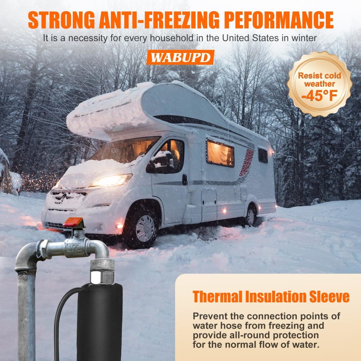 Heated Water Hose for RV,Heated Drinking Water Hose with Thermostat,Lead and BPA Free,1/2" Inner Diameter,Temperatures Down to -40°F Self-Regulating,Blue Appearance (75FT) thumbnail 2