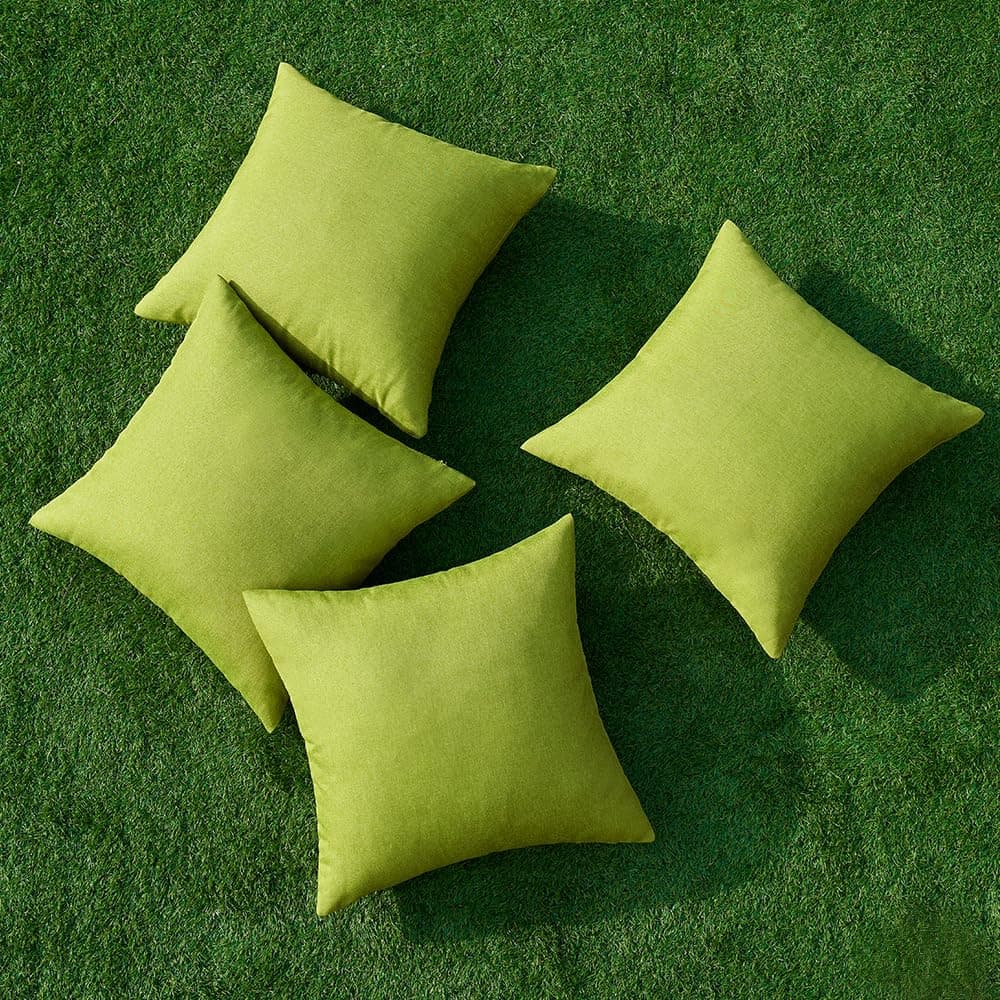 MIULEE Pack of 4 Decorative Outdoor Throw Pillow Covers Linen Waterproof Pillow Covers Farmhouse Cushion Cases for Patio Garden Tent Balcony Couch Sofa 18x18 inch Moss Green thumbnail 4