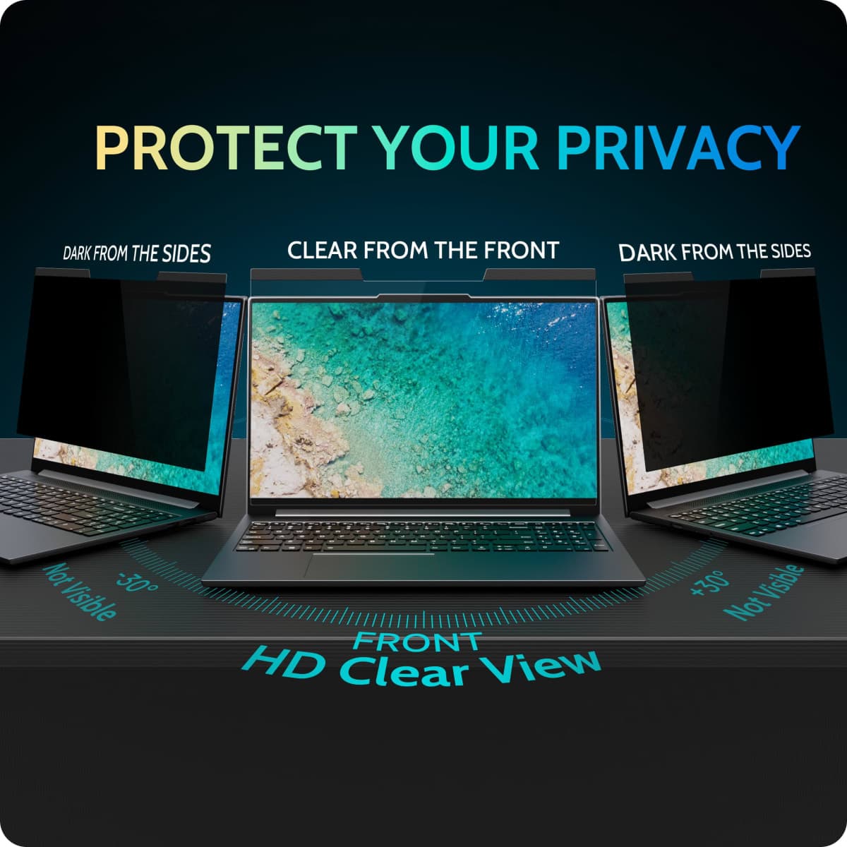Peslv Magnetic Laptop Privacy Screen 14 inch for 16:9 Computer Monitor, 14" Removable Anti Glare Protector Blue Light Filter Shield Compatible with Lenovo Hp Dell Acer Asus Thinkpad Envy Xps thumbnail 3