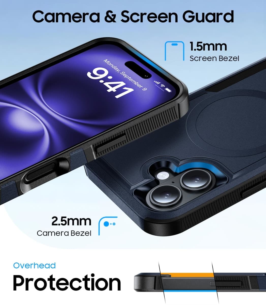 DEVISELOVE Magnetic for iPhone 17 Case Military-Grade Dual-Layer Shockproof, Heavy Duty Rugged Protection Phone Case [Fit for MagSafe] Anti-Fingerprint Anti-Scratch for iPhone17 Cover 6.3", Blue thumbnail 5