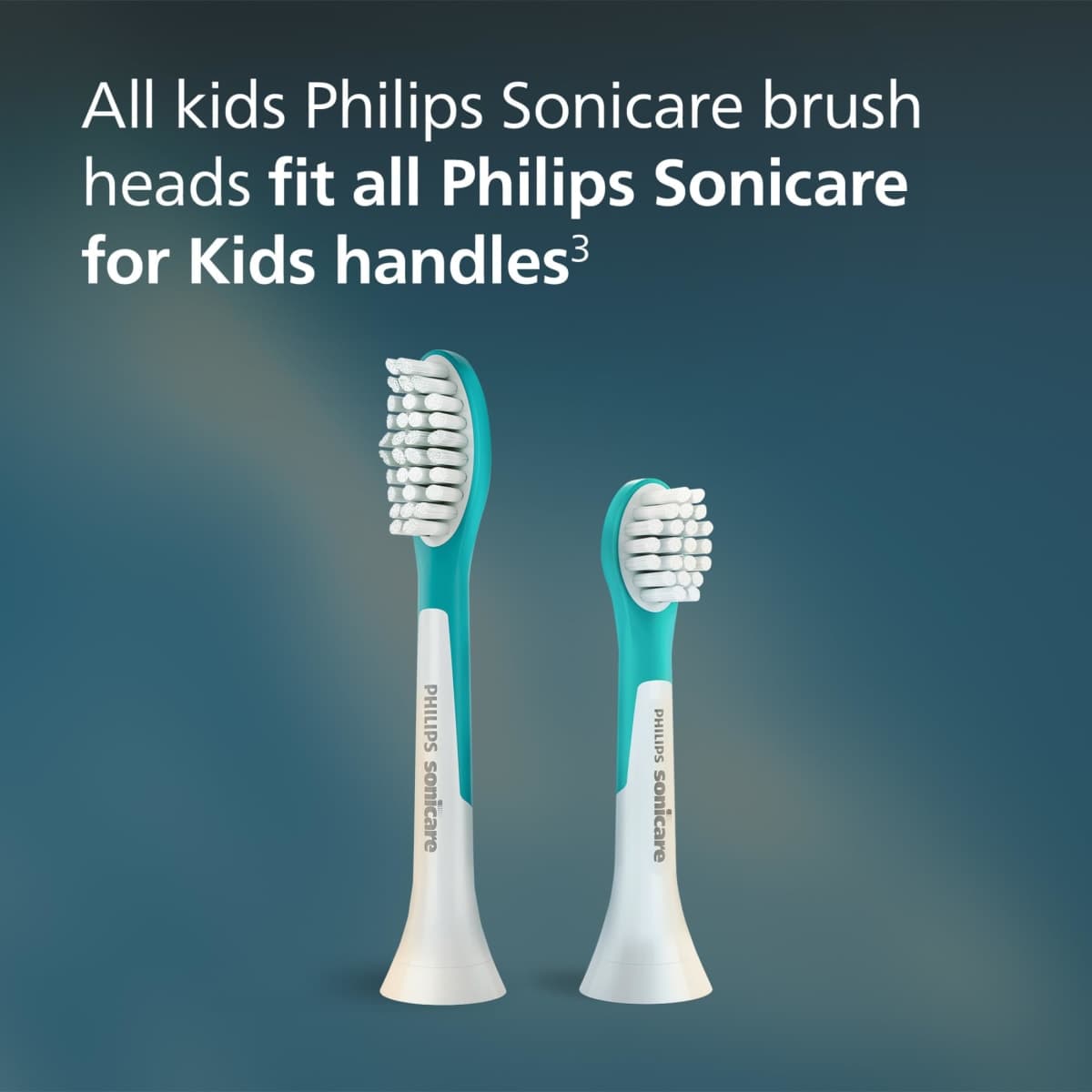 Philips Sonicare for Kids 7+ Genuine Replacement Toothbrush Heads, 2 Brush Heads, Turquoise and White, Standard, HX6042/94 thumbnail 4