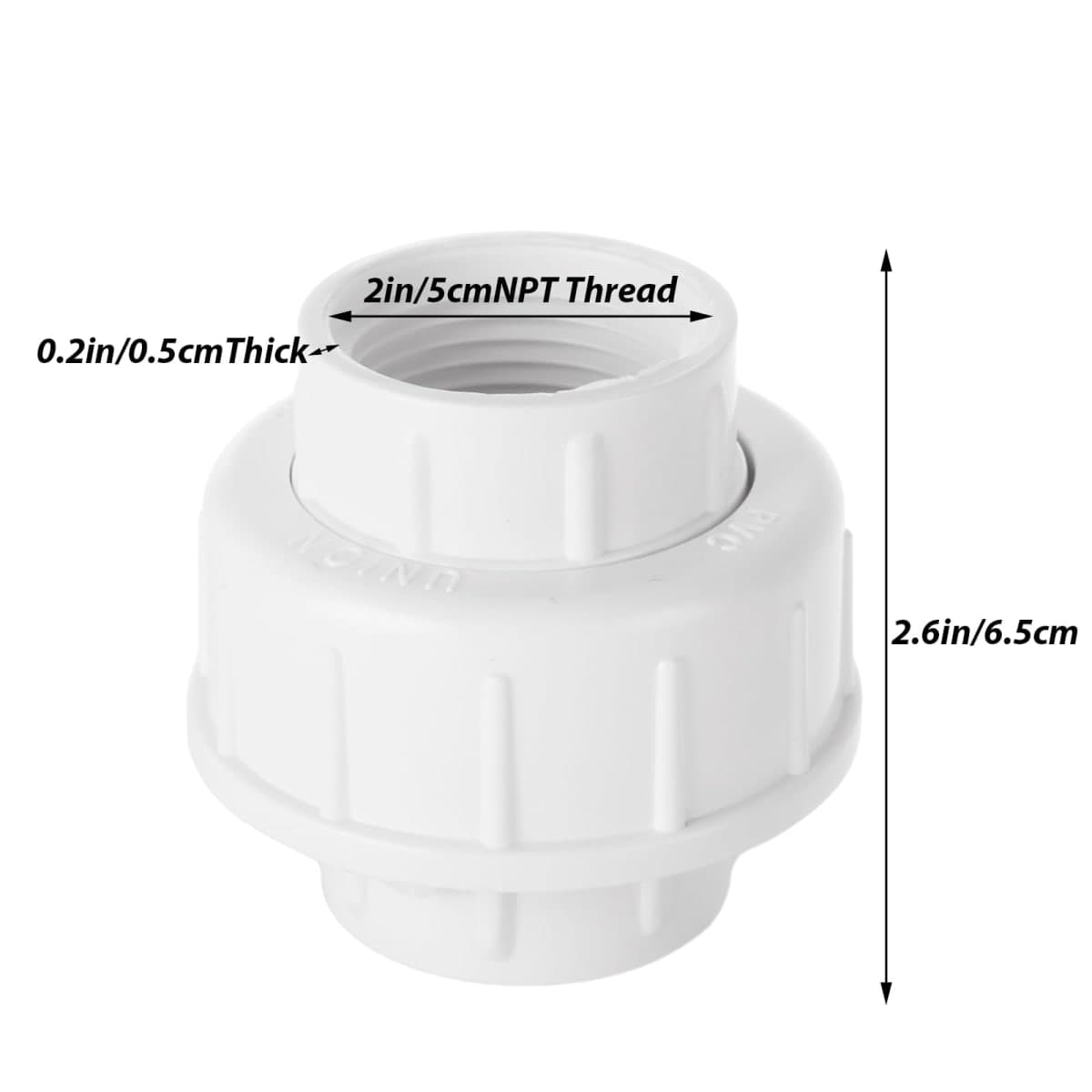 6pcs PVC Union 1-1/2 Inch Threaded PVC Union Coupling Pipe Fitting Adapter PVCs Slip Unions, Schedule 40, EPDM O-Ring, Socket to Socket, White thumbnail 2