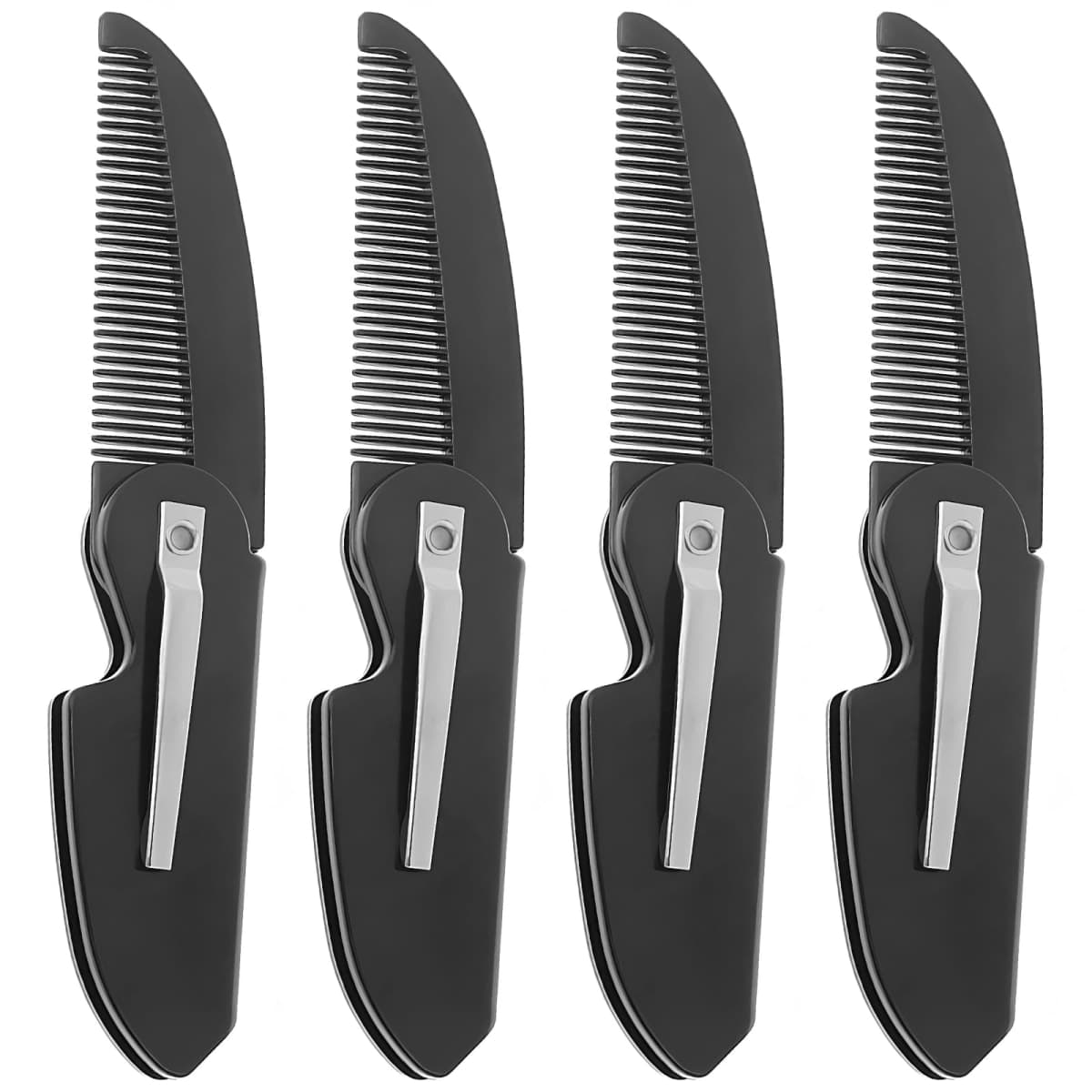 4-Pack Handmade Sawcut Mustache Comb, Best Pocket Folding Comb for Moustaches and Short Beards — image 1