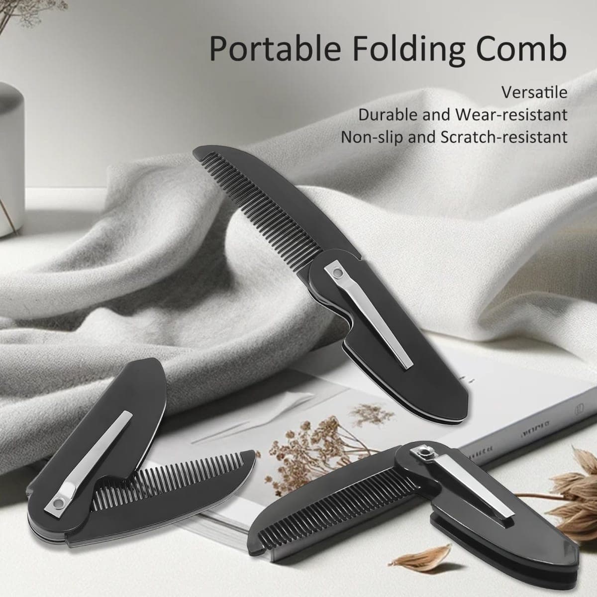 4-Pack Handmade Sawcut Mustache Comb, Best Pocket Folding Comb for Moustaches and Short Beards thumbnail 2