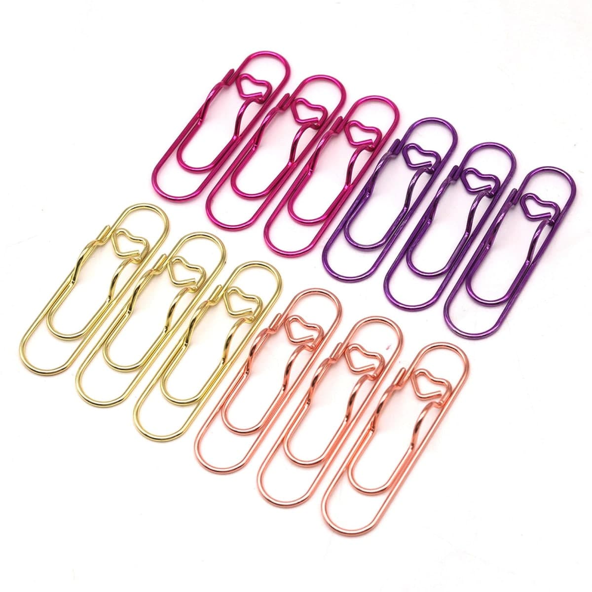 NELJIBEHU 12 Pcs Metal Pen Holder Clips for Notebook, Planner Accessories, 2.8-Inch Jumbo Heart Paper Clips thumbnail 5