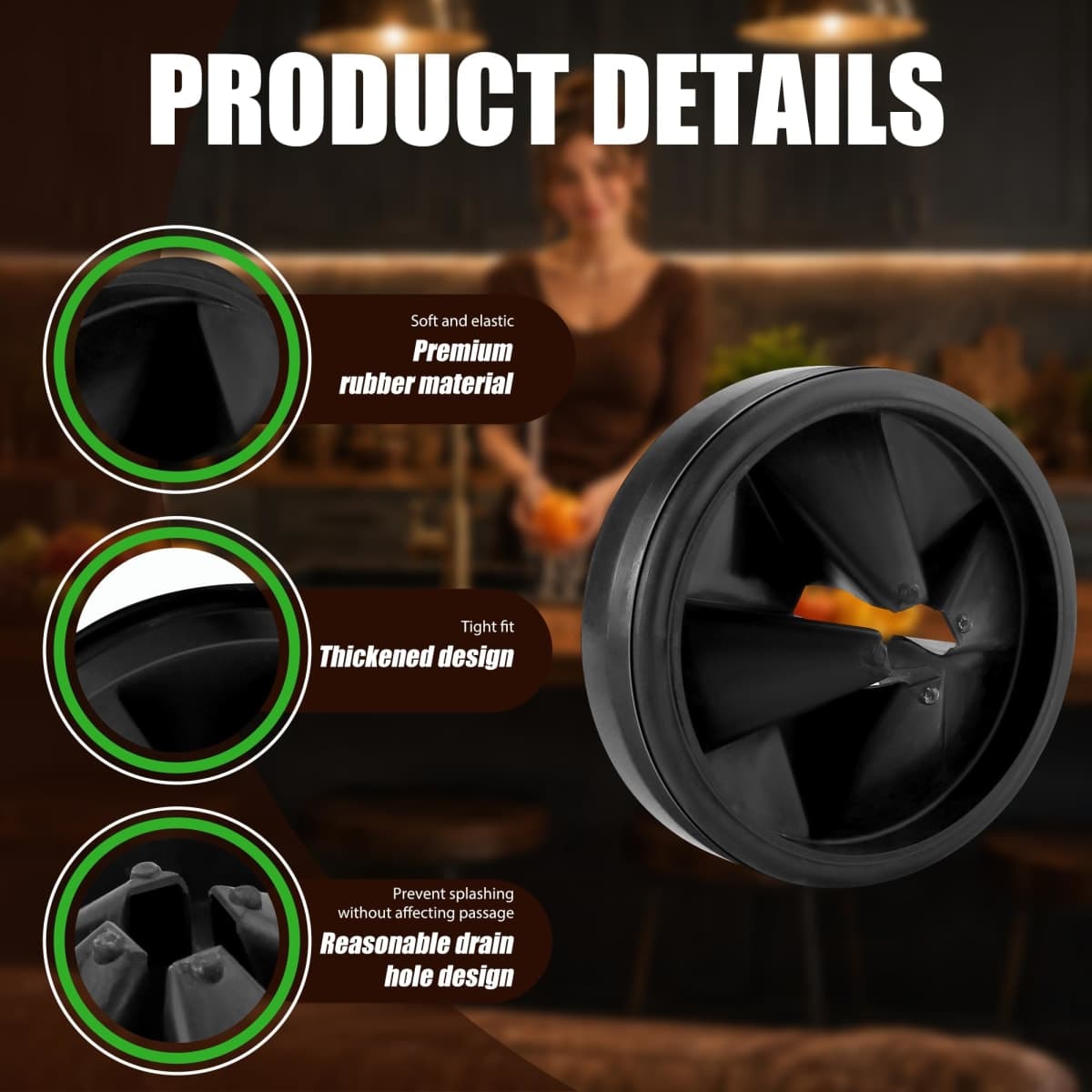 Garbage Disposal Splash Guards 3 3/8" Sink Baffle QCB-AM Replacement for InSinkErator Evolution Series, Upgraded Removable Quiet Collar Drain Plugs, Garbage Disposer Accessories, Black thumbnail 4