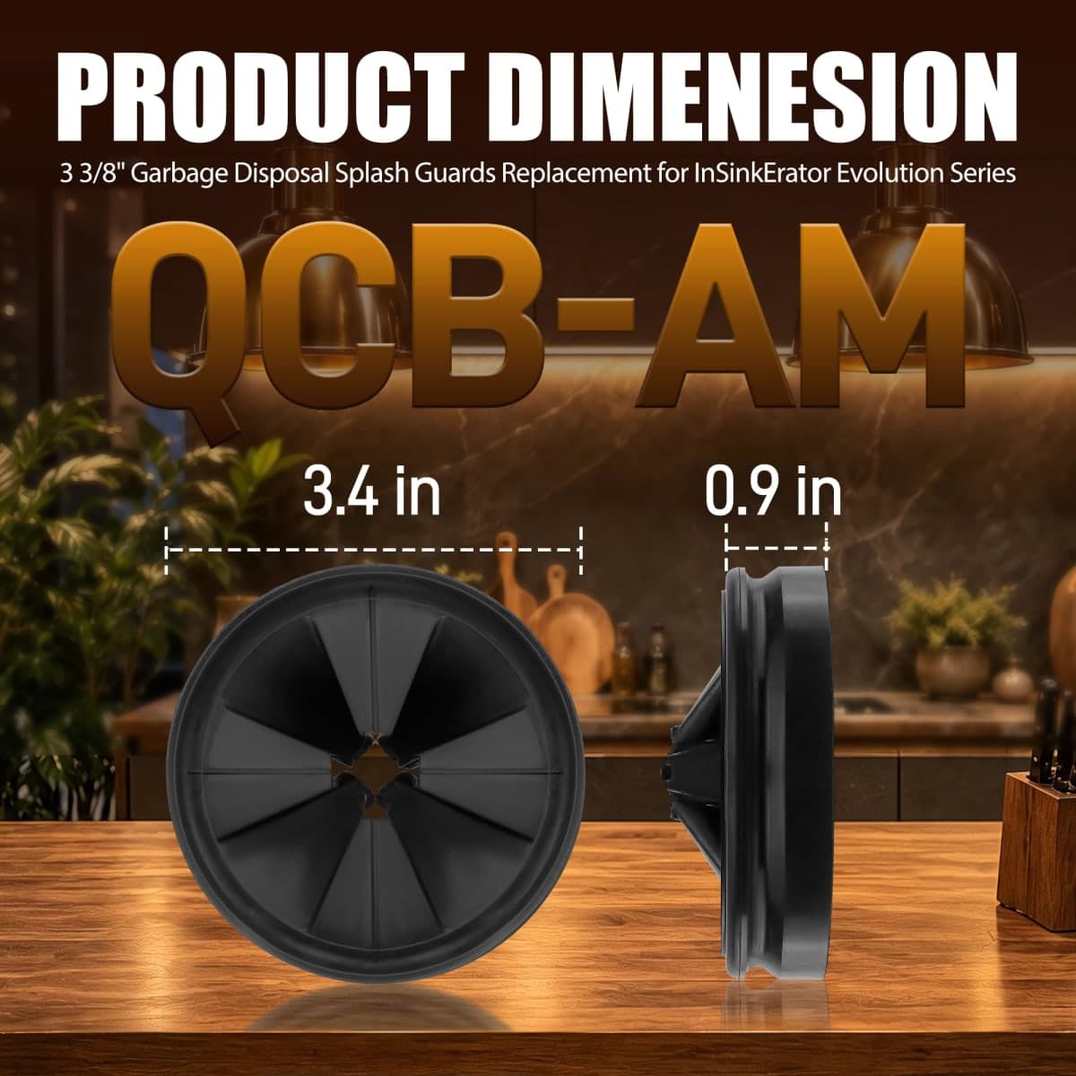 Garbage Disposal Splash Guards 3 3/8" Sink Baffle QCB-AM Replacement for InSinkErator Evolution Series, Upgraded Removable Quiet Collar Drain Plugs, Garbage Disposer Accessories, Black thumbnail 5