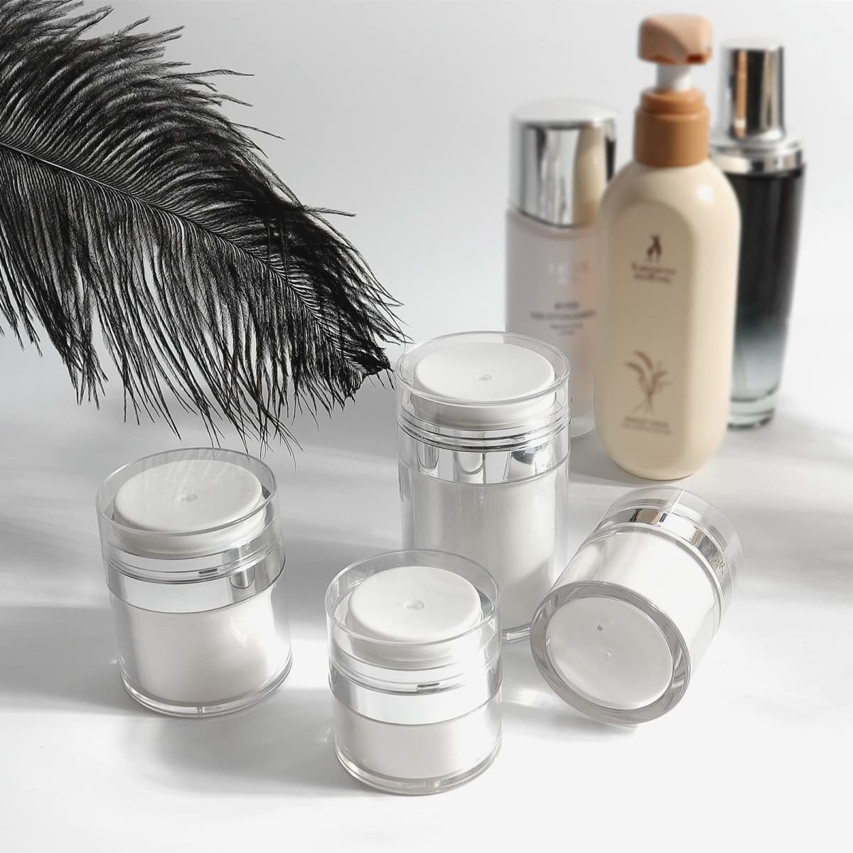 Airless Pump Jar - 1.0 Oz Air Pumps Container, Pump Moisturizer Container Empty Subpackage Makeup Jar Vacuum Bottle Dispenser thumbnail 2