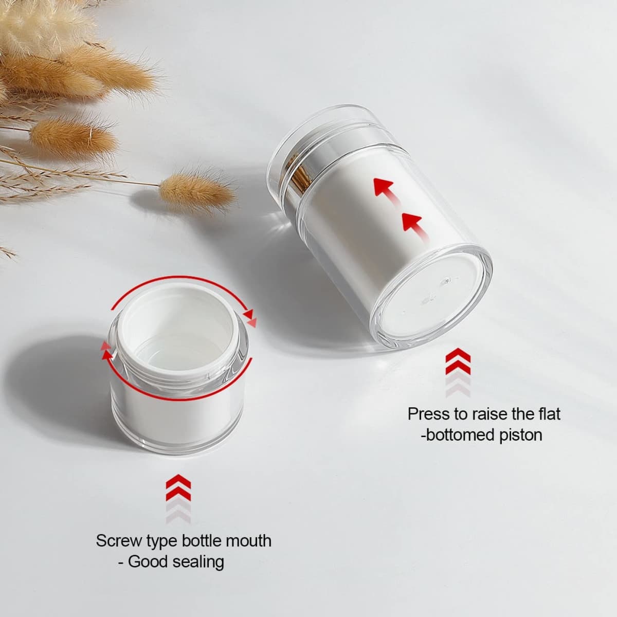 Airless Pump Jar - 1.0 Oz Air Pumps Container, Pump Moisturizer Container Empty Subpackage Makeup Jar Vacuum Bottle Dispenser thumbnail 3